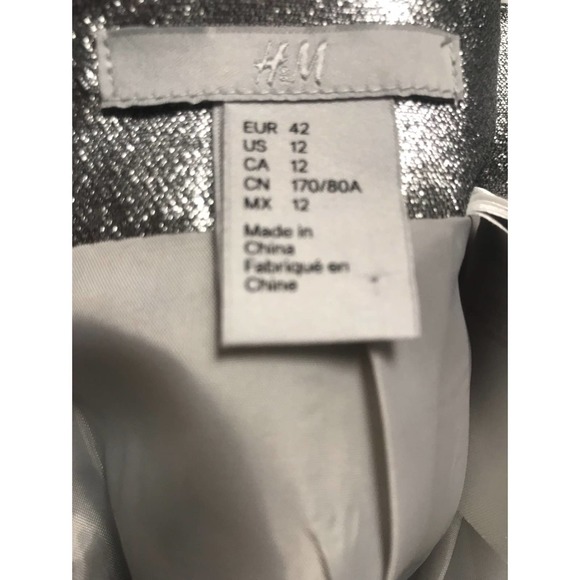 H&M Silver Metallic Skirt with Pockets Size 12 - Picture 4 of 15